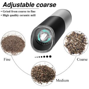 AUYI Automatic Salt and Pepper Grinder Gravity - Stainless Steel Pepper Grinder Operation with On/Off Button,4 AAA Batteries Powered (Not Include)