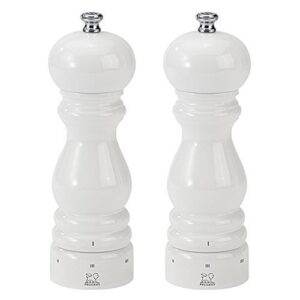 peugeot paris u'select 7-inch pepper & salt mill set, white lacquer