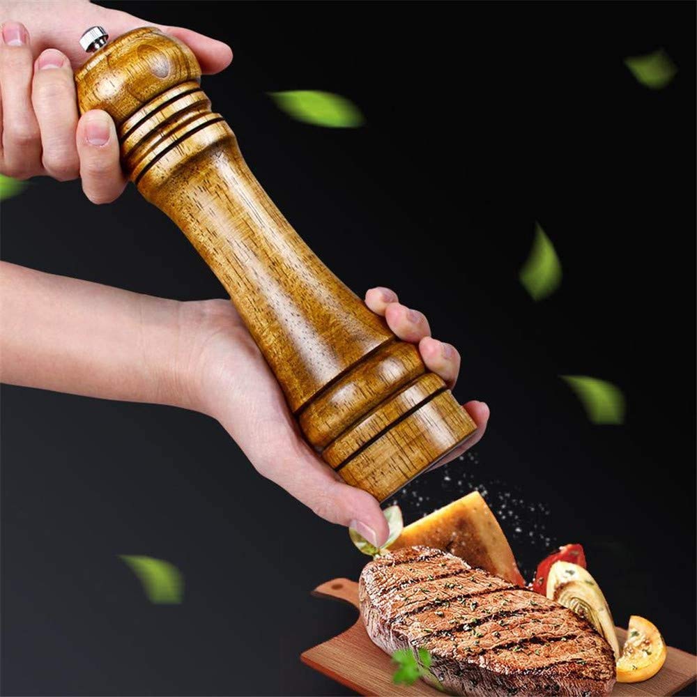 solid wood oak grinder restaurant pepper manual grinding powder pepper grinding kitchen seasoning tool (8 inch)