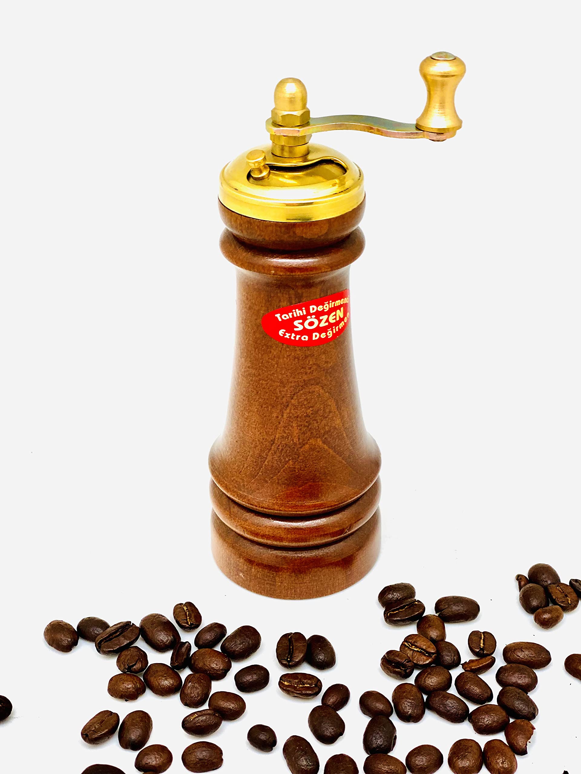 Tarihi Değirmenci Sözen 5" Handmade Manual Wooden Pepper Mill Grinder Portable Hand Crank Gourmet