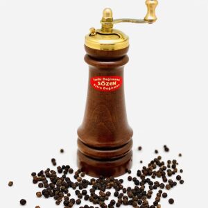 Tarihi Değirmenci Sözen 5" Handmade Manual Wooden Pepper Mill Grinder Portable Hand Crank Gourmet