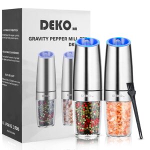automatic salt pepper grinder or gravity pepper mill battery operated electric salt and pepper grinder with adjustable coarseness (1, 2 pack - 2.5 × 8)