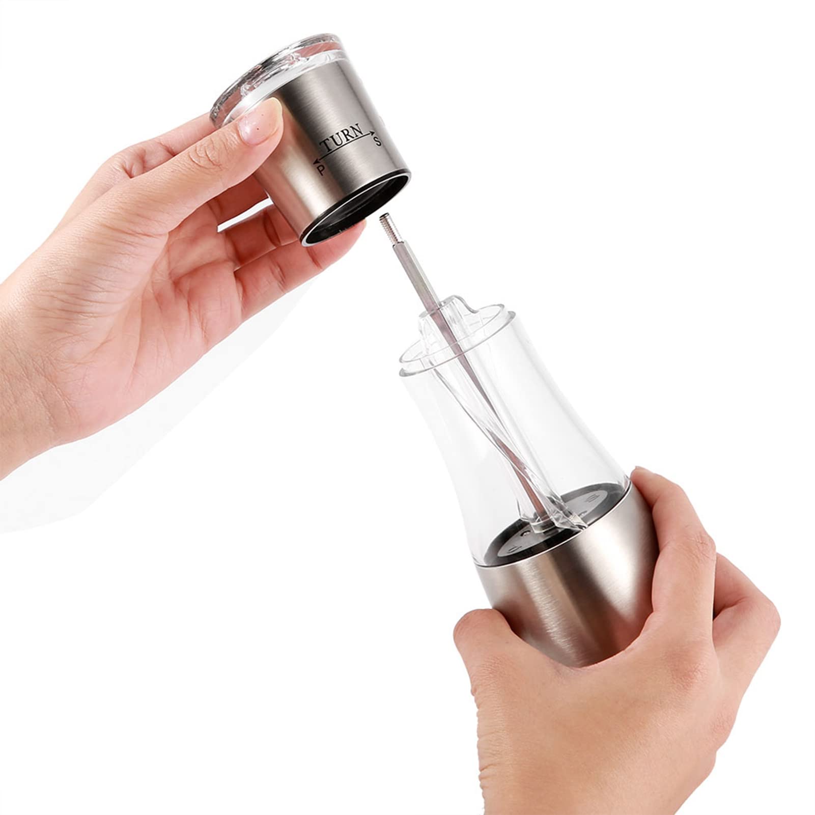 2 in 1 Stainless Steel Manual Dual Salt & Pepper Grinder Spices Mill Grinder Shaker with Adjustable Coarseness Kitchen Cooking Tools