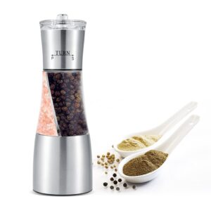 2 in 1 Stainless Steel Manual Dual Salt & Pepper Grinder Spices Mill Grinder Shaker with Adjustable Coarseness Kitchen Cooking Tools