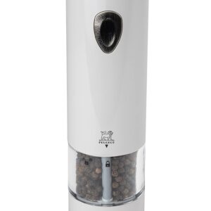 Peugeot PHENIX White Lacquered Stainless Steel Electric Adjustable Pepper Mill, 8-inch