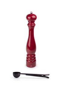 peugeot paris u'select 16-inch pepper mill gift set, passion red - with stainless steel spice scoop/bag clip