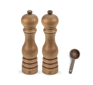 peugeot paris classic collection antique salt & pepper mill natural - with wooden spice scoop (8-3/4 inches)