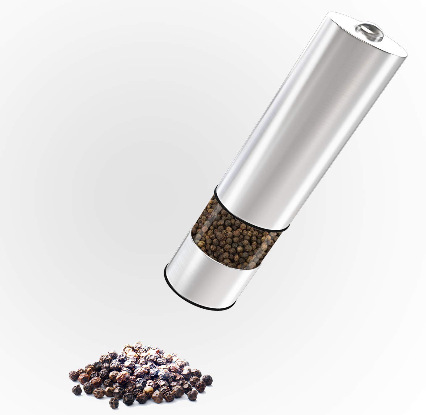 Electric Pepper Grinder or Salt Grinder – Battery Operated Automatic Spice Grinder - Pepper Mill with Light and Adjustable Ceramic Grinder by Velvastar