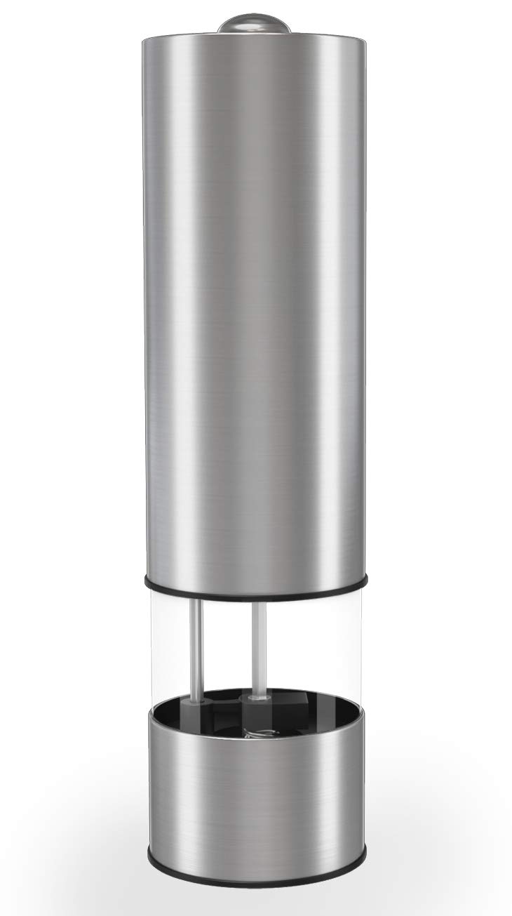 Electric Pepper Grinder or Salt Grinder – Battery Operated Automatic Spice Grinder - Pepper Mill with Light and Adjustable Ceramic Grinder by Velvastar
