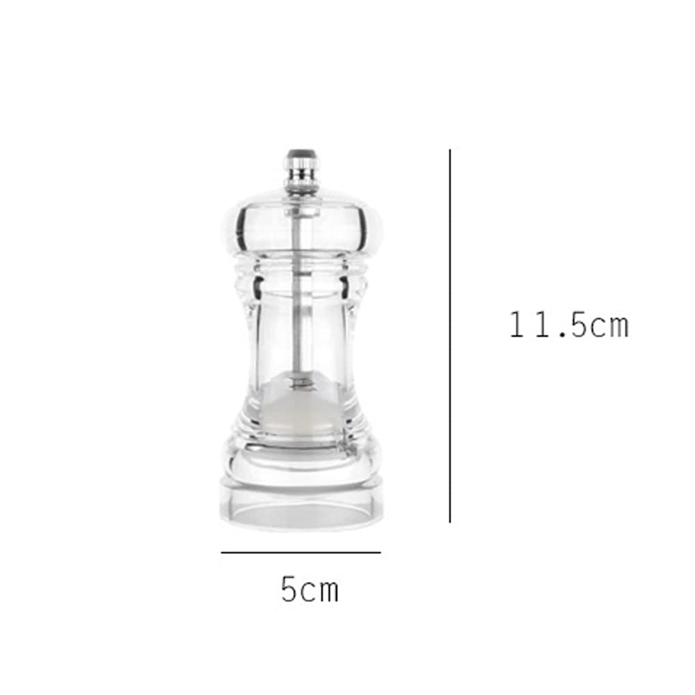 Clear Acrylic Pepper Grinder 4 Inch Refillable Salt Pepper Mill Shaker Kitchen Supplies for Sea Salt, Peppercorn (1 Piece)