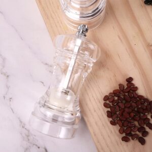 Clear Acrylic Pepper Grinder 4 Inch Refillable Salt Pepper Mill Shaker Kitchen Supplies for Sea Salt, Peppercorn (1 Piece)