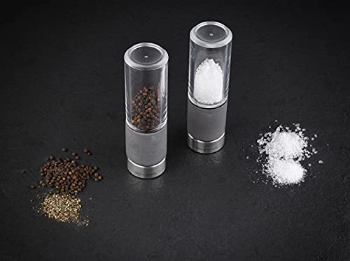 Cole & Mason H321801 Regent Pepper Mill, Precision+ Stemless, Concrete/Stainless Steel/Acrylic, 180 mm, Single, Includes 1 x Pepper Grinder