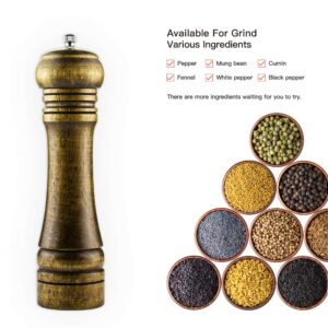 DIGITBLUE Wood Pepper Grinder, Capstan Pepper Mill Ceramic Rotor with Strong Adjustable Coarseness, Wood Pepper Grinder 8 Inch Hand Operated