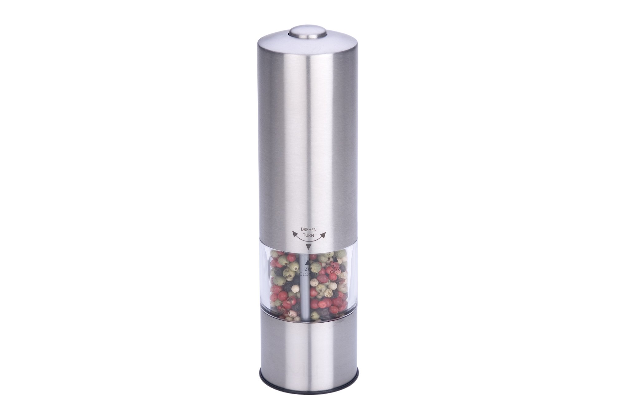 MIU France Stainless Steel Battery-Operated Peppermill with LED Light