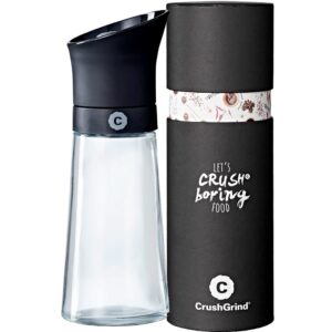 CrushGrind Kala Salt, Pepper, Herb or Spice Grinder - Fully adjustable - Glass (6.69 inches / Black Plastic)