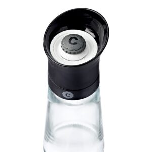 CrushGrind Kala Salt, Pepper, Herb or Spice Grinder - Fully adjustable - Glass (6.69 inches / Black Plastic)