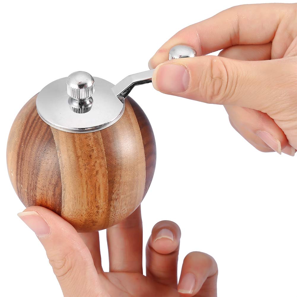 Pepper Mill, Wood Pepper Mill Grinder Spherical Muscat Mill Manual Pepper Mill Bottle Nut and Hard Spice Grinder for Kitchen