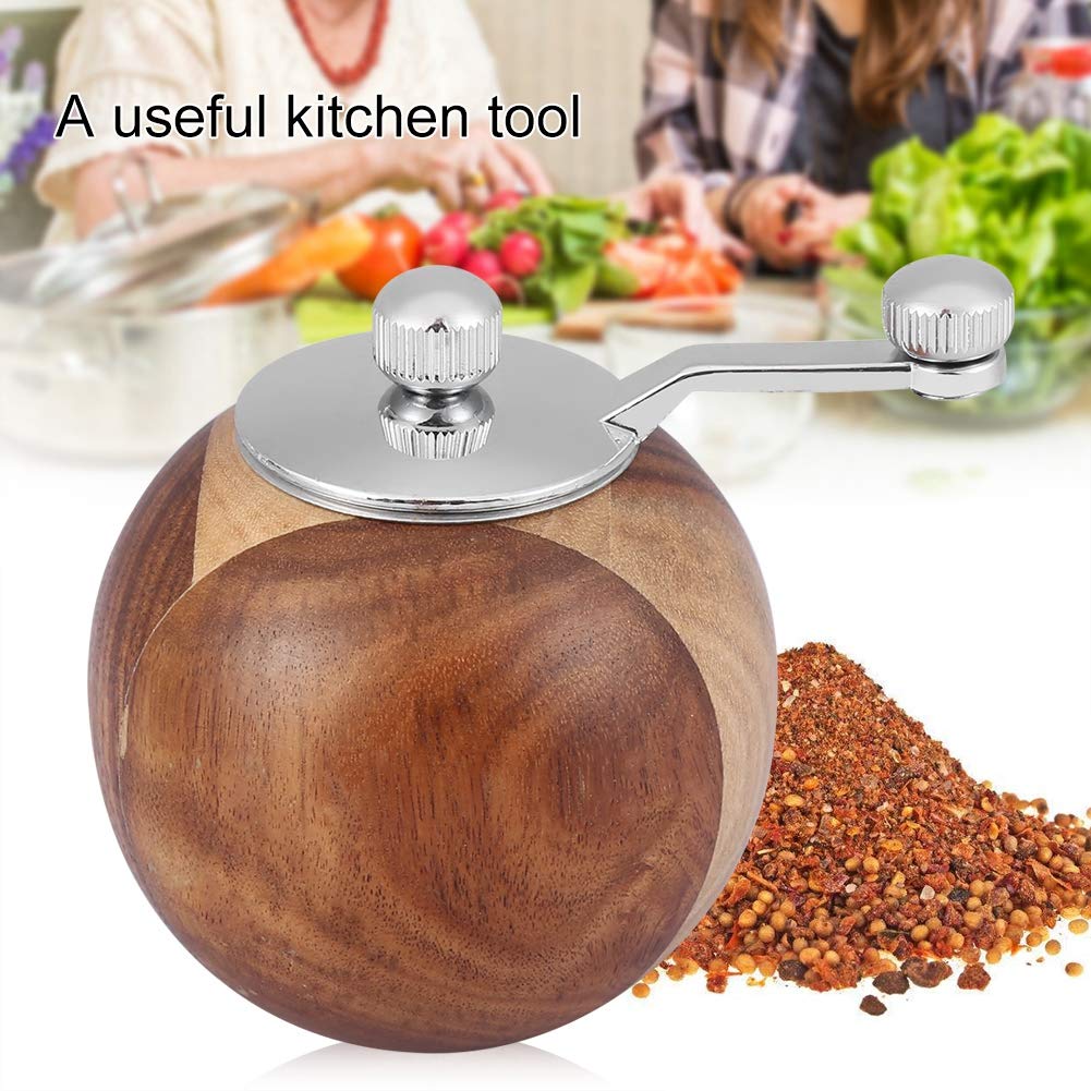 Pepper Mill, Wood Pepper Mill Grinder Spherical Muscat Mill Manual Pepper Mill Bottle Nut and Hard Spice Grinder for Kitchen