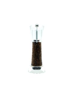 bisetti verona 17.5 cm / 6.9 inch clear acrylic pepper mill with adjustable carbon grinder