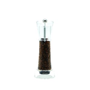 Bisetti Verona 17.5 cm / 6.9 Inch Clear Acrylic Pepper Mill With Adjustable Carbon Grinder