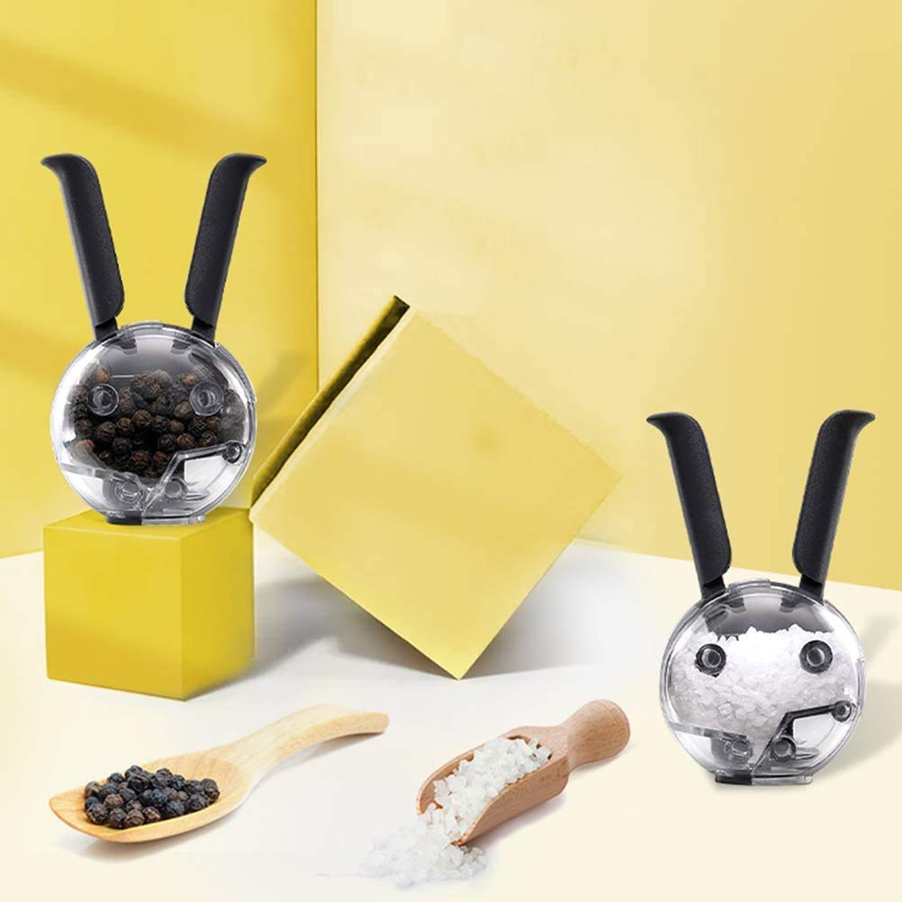 Salt and Pepper Grinder Manual Spice Grinder Multifunctional Kitchen Tools Black Rabbit Ears Design Abrader,Not Mini