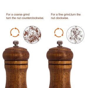 EpinItd Wooden Pepper Mill, Ceramic Burr Adjustable Coarseness Pepper Grinder, Durable Manual Spice Pepper Mills Easily Refillable and Great Use, 5 Inch Brown