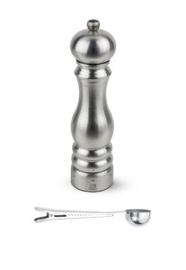 peugeot paris chef u'select stainless steel pepper mill - with stainless steel spice scoop/bag clip (9 -inch, pepper mill)