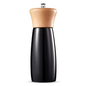 mklz wood salt and pepper grinder, 6 inch wooden adjustable manual spice crack mill, refillable salted grinding shakers with ceramic rotor for kitchen cooking (black)