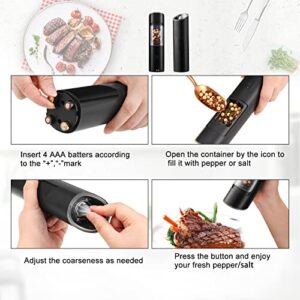 STANFORD Battery Operated Salt and Pepper shaker in one, Electric Pepper Grinder, Battery Operated Pepper Grinde, One Handed Automatic Operation with Adjustable Coarseness Mill, Black