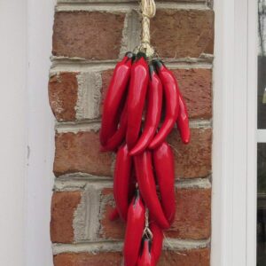 Generic Ceramic Talavera Red Chile Pepper - 15 in Red Chiles - Beautiful Mexican Handmade - Individually Unique - Red Chili Pepper Decorations - Pepper String - Red Chili Décor