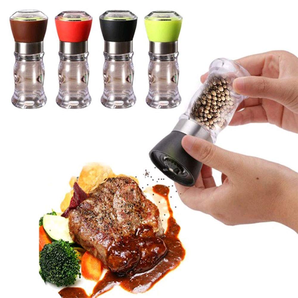 Hofumix Pepper Mill Salt Pepper Shakers Pepper Grinder Spice Corn Stainless Steel Mill Grinder Mulle Manual Seasoning Bottle Ceramic Adjustable Coarseness Grinder 4Pcs