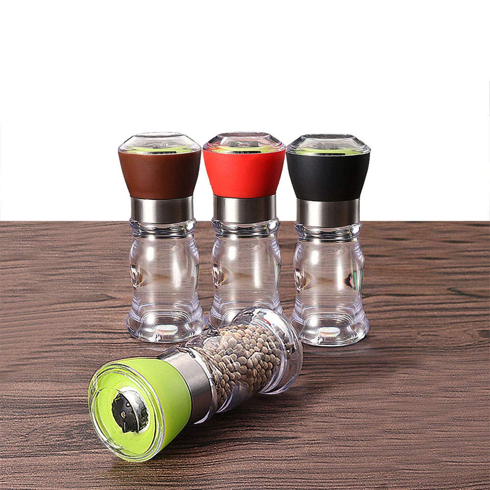 Hofumix Pepper Mill Salt Pepper Shakers Pepper Grinder Spice Corn Stainless Steel Mill Grinder Mulle Manual Seasoning Bottle Ceramic Adjustable Coarseness Grinder 4Pcs