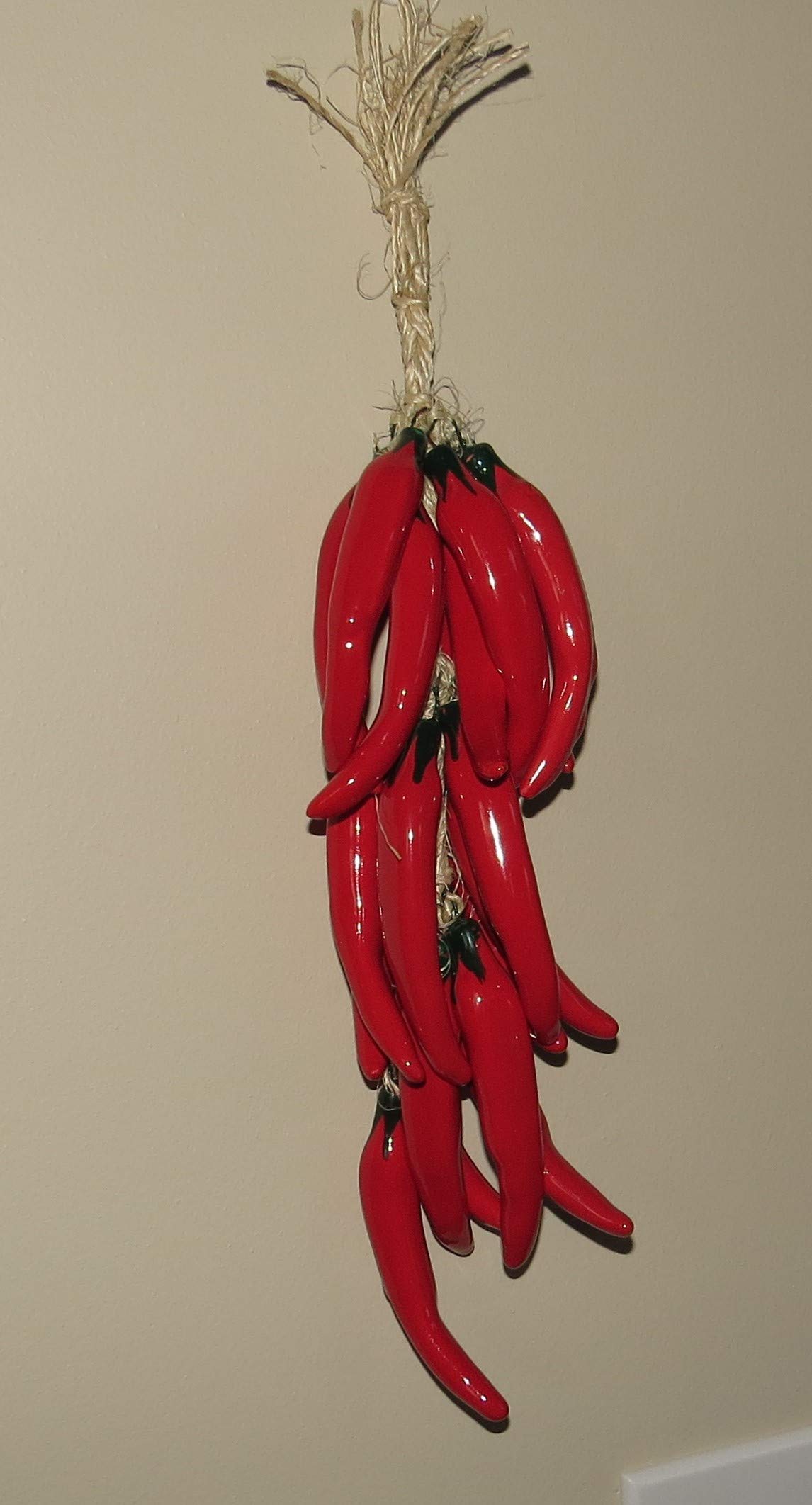 Generic Ceramic Talavera Red Chile Pepper - 15 in Red Chiles - Beautiful Mexican Handmade - Individually Unique - Red Chili Pepper Decorations - Pepper String - Red Chili Décor