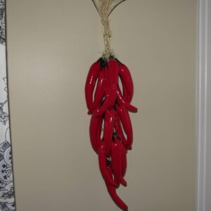 Generic Ceramic Talavera Red Chile Pepper - 15 in Red Chiles - Beautiful Mexican Handmade - Individually Unique - Red Chili Pepper Decorations - Pepper String - Red Chili Décor