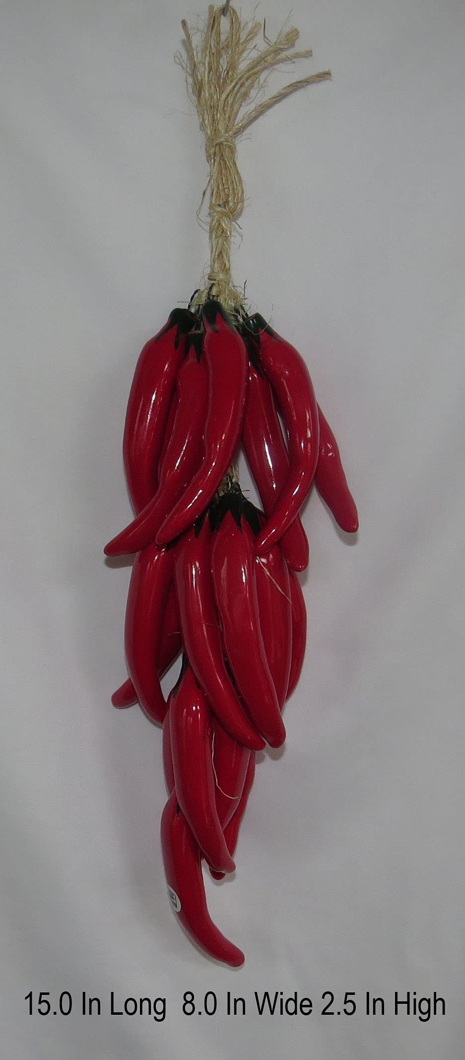 Generic Ceramic Talavera Red Chile Pepper - 15 in Red Chiles - Beautiful Mexican Handmade - Individually Unique - Red Chili Pepper Decorations - Pepper String - Red Chili Décor