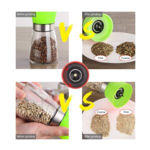 Hofumix Pepper Mill Salt Pepper Shakers Pepper Grinder Spice Corn Stainless Steel Mill Grinder Mulle Manual Seasoning Bottle Ceramic Adjustable Coarseness Grinder 4Pcs