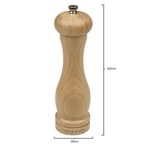 Cole & Mason HA0825P Beech Capstan A8 Salt Mill, Precision+ Wooden, Beech Wood, 200 mm, Single, Includes 1 x Salt Grinder