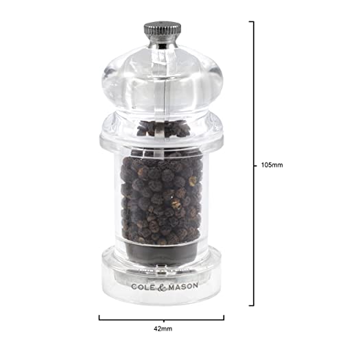 Cole & Mason Precision Grind 575 Pepper Mill, Acrylic, Clear, 10.5 cm