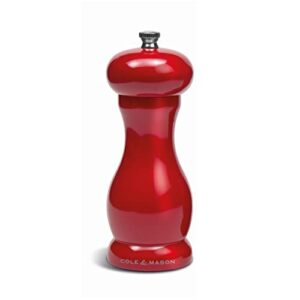 cole & mason h321823 oxford red salt mill | precision+ wooden | premium coloured gloss seasoning mill | wood | 155mm | single | includes 1 x salt grinder | lifetime mechanism guarantee