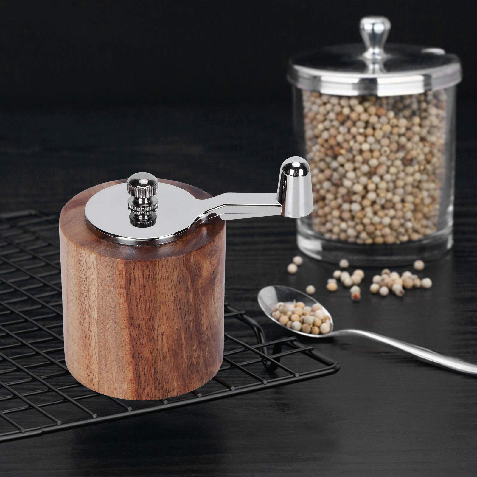 Pepper Grinder, Salt and Pepper Mill Salt Pepper Shakers Grinding Tool Manual Mill with Stainless steel Handle Spice Grinder with Hand Crank for Home Kitchen Restaurant