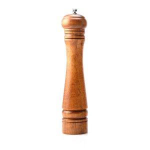 wood salt and pepper mill, adjustable coarseness wooden grinder wooden peppermill with ceramic grinding core refillable for kitchen picnic bbq restaurant parties - 10 inch