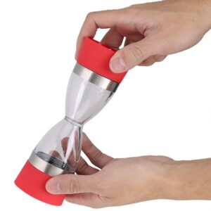 Double-ended Manual Salt Grinder, 2 in 1 Double-ended Manual Kitchen Salt & Pepper Mill Grinder Adjustable Ceramic Rotor(red)