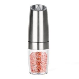 SAVORLIVING Gravity Electric Pepper Grinder with Adjustable Coarseness,One Handed Operation Salt Mill Grinder