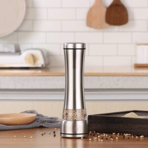 AUNKIER Salt and Pepper Grinders, Table Salt Grinders with Adjustable Ceramic Coarse Seasoners, Stainless Steel Grinder Kits for Kitchen Cooking