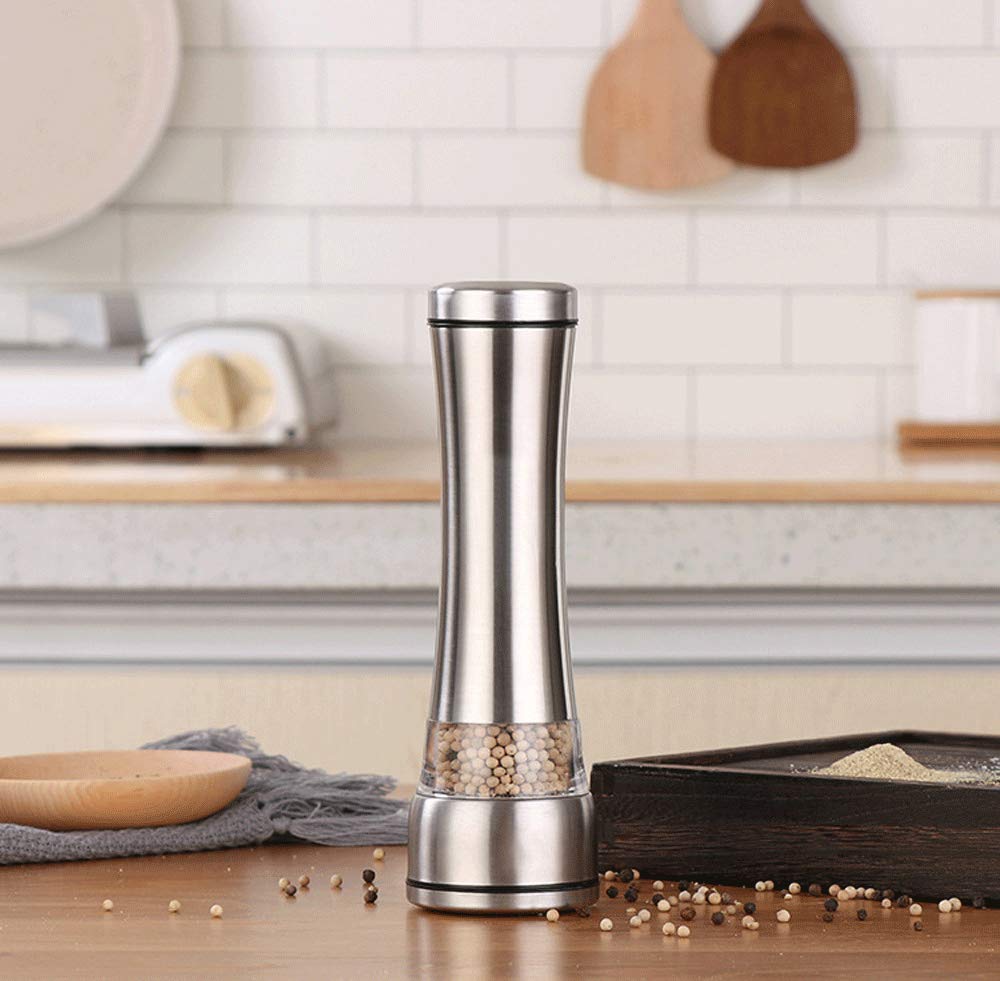 AUNKIER Salt and Pepper Grinders, Table Salt Grinders with Adjustable Ceramic Coarse Seasoners, Stainless Steel Grinder Kits for Kitchen Cooking