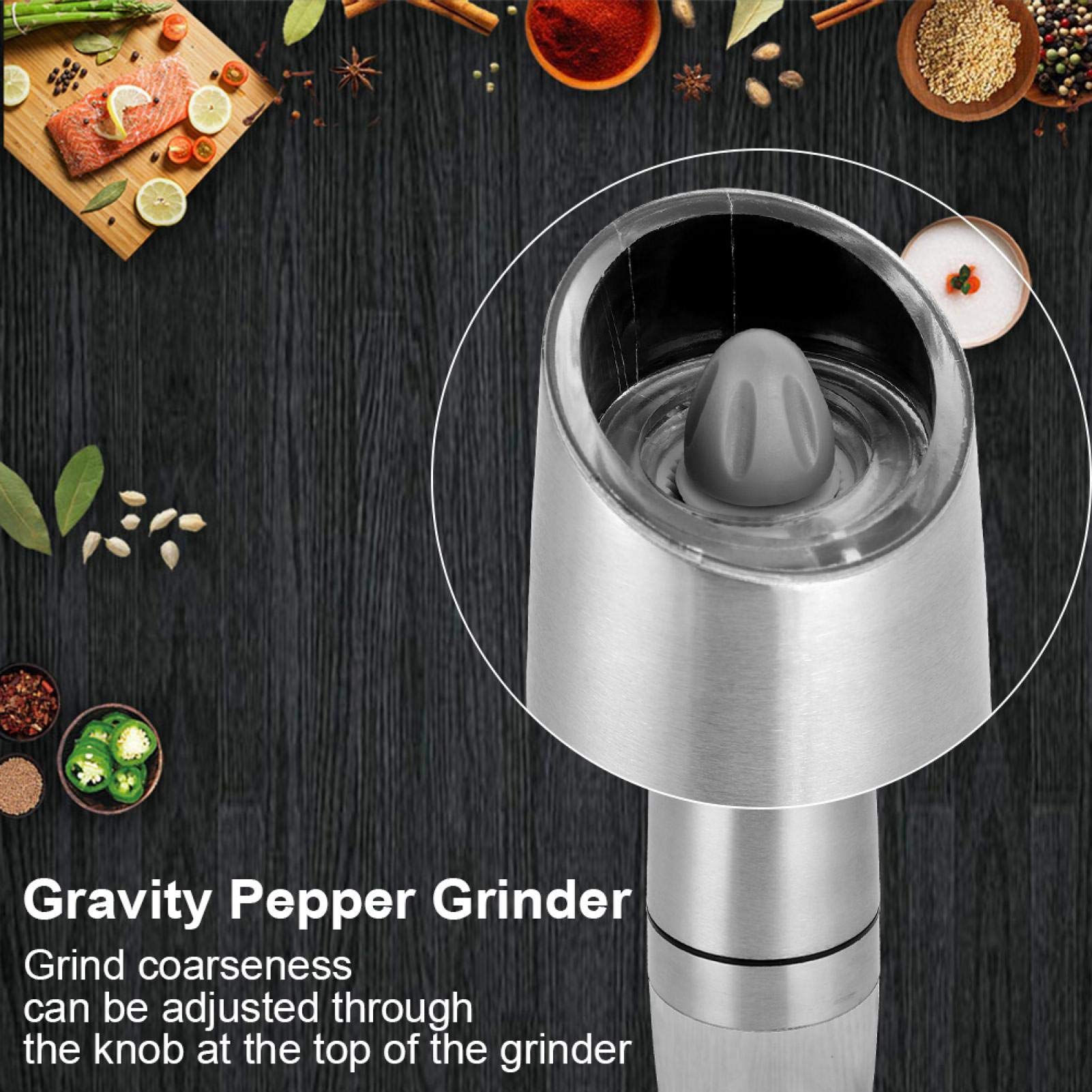 Electric Pepper Mill and Salt Grinder Automatic Stainless Steel Gravity Induction Grinding Cumin Spices Machine Kitchen Tool