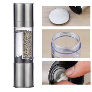 Pepper Grinder, Salt and Pepper Grinder Stainless Steel Dual Head Grind Size Manual Spice Grinder for Home Kitchen