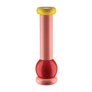 alessi mp0210 salt, pepper and spice grinder in beech-wood, 100 values collection, pink,red,yellow