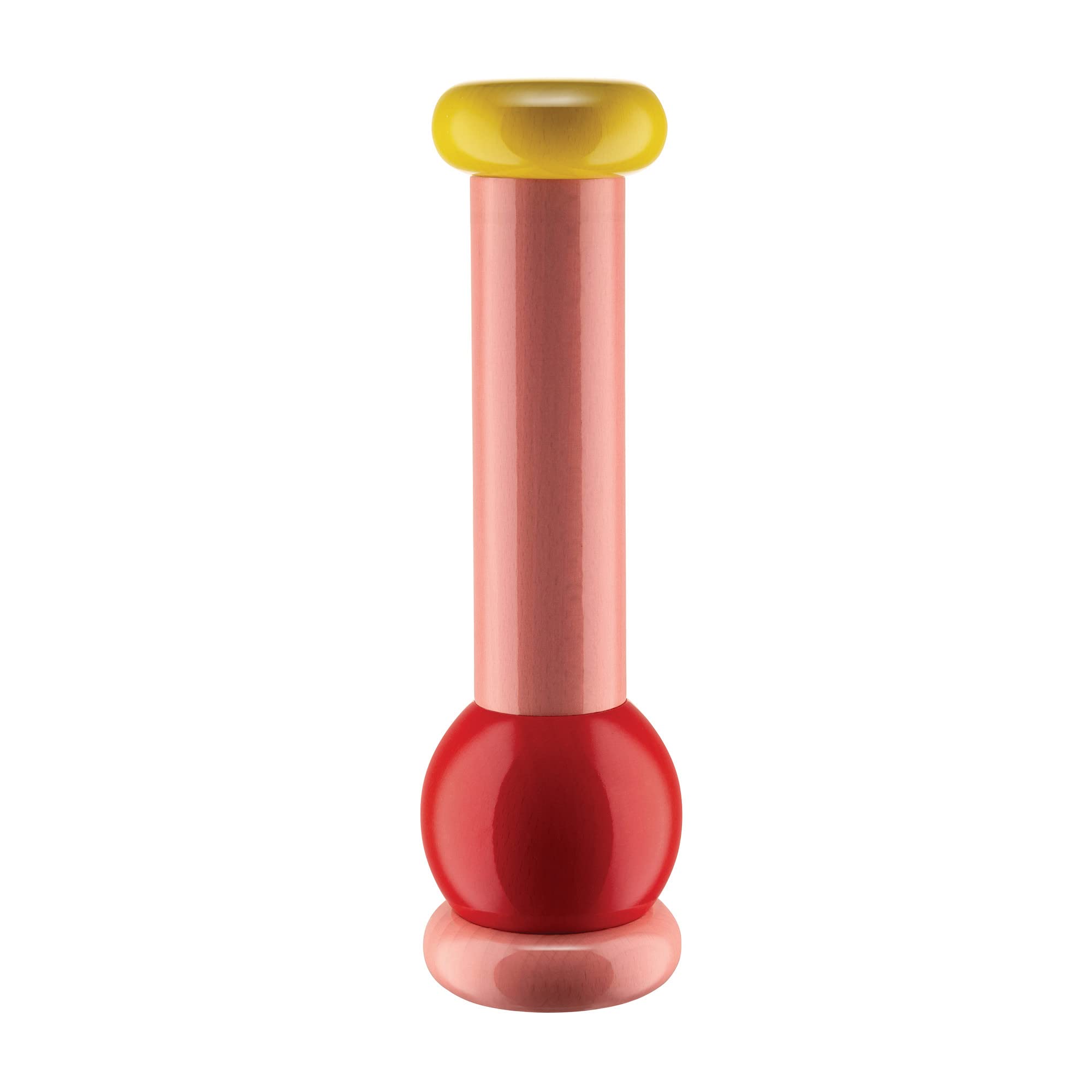 Alessi MP0210 Salt, Pepper and Spice Grinder in Beech-Wood, 100 Values Collection, Pink,red,Yellow