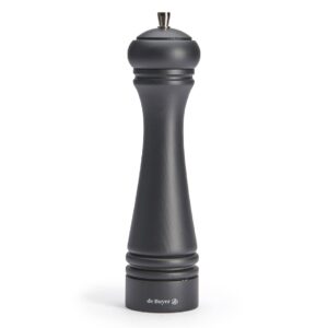 de buyer java pepper mill, matte black - 10” - stainless steel & beechwood - includes knob to adjust grind size - corrosion resistant - made in france
